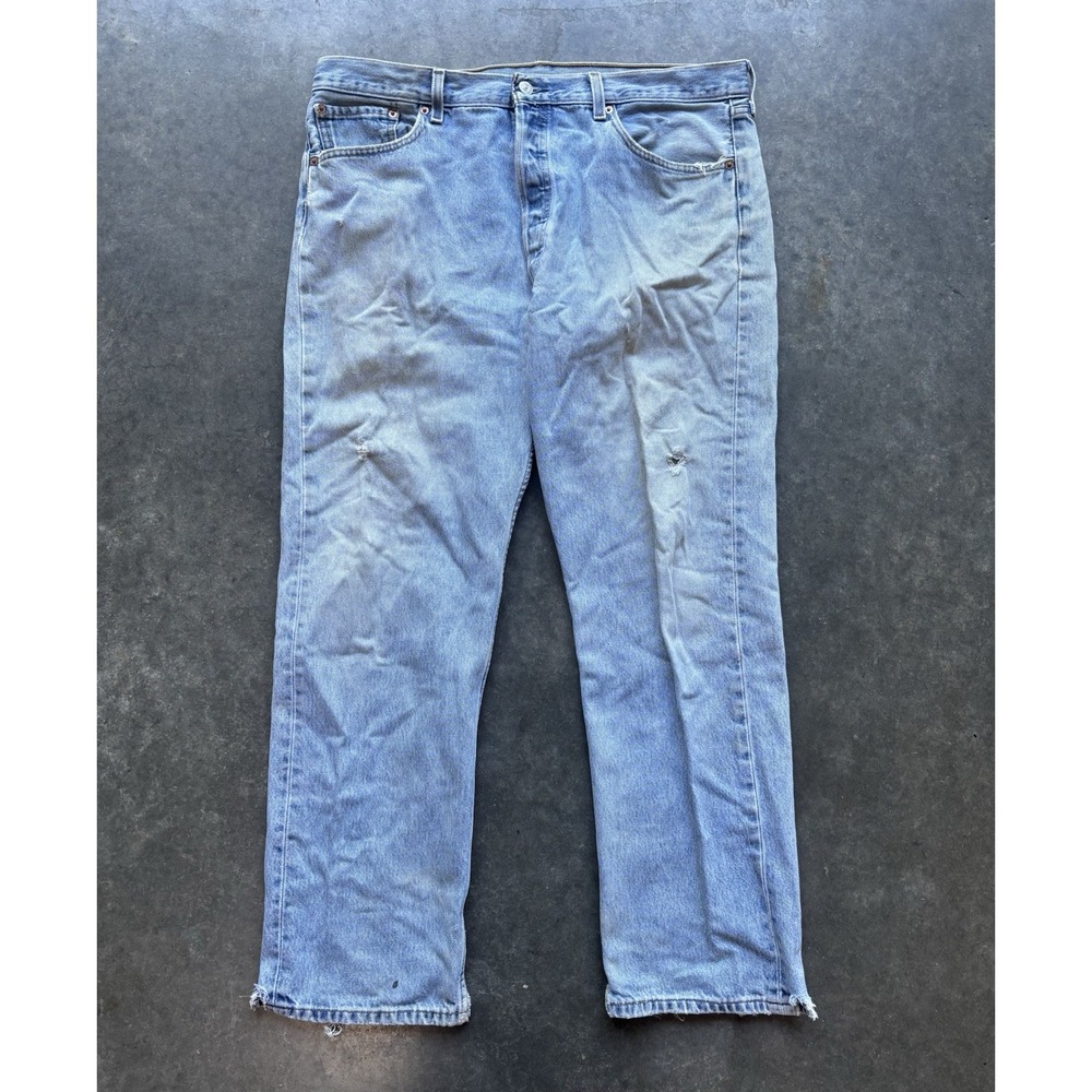 Vintage Levis 501 Jeans Mens 38x30 Light Wash Button Fly 90s Loose Fit Denim